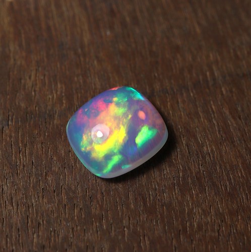 3.1 Carat 11.2x10.2 MM Natural AAA Multi Fire Ethiopian White Opal Cushion Shape - Picture 9 of 10