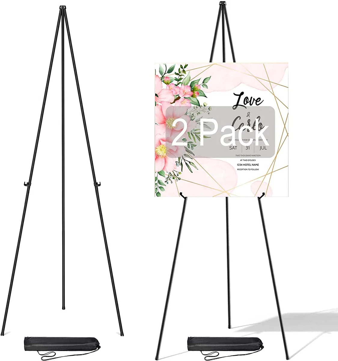 2 Pack Easel Stand for Display Wedding Sign & Poster 63 Inches Tall