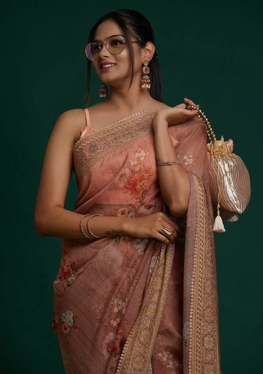 DESIGNER WEDDING RECEPTION WEAR SAREE BLOUSE FANCY LATEST SARI