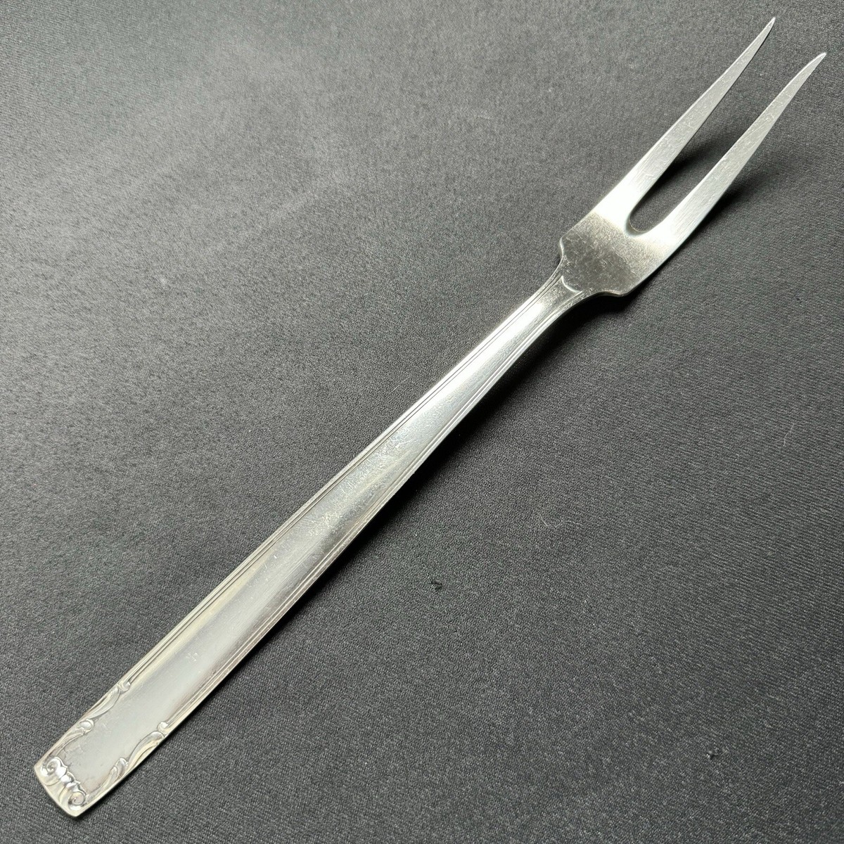 Meat Serving Fork Krupp Berndorf European 90 30 Silverplate 10.5