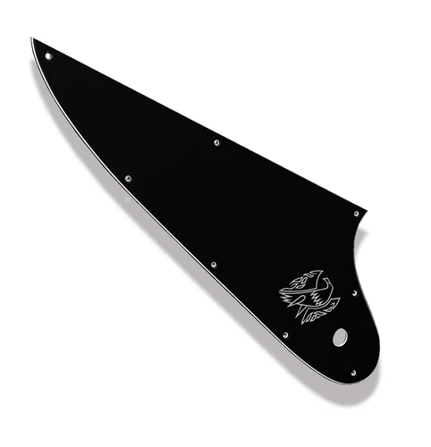 Black 3 Ply Pickguard for Epiphone Firebird w/ Chrome Bird Decal Made In USA