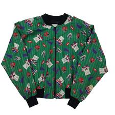 Vintage 90s Football Sports Women's Large Zip Up Retro Usa Made Jacket Green