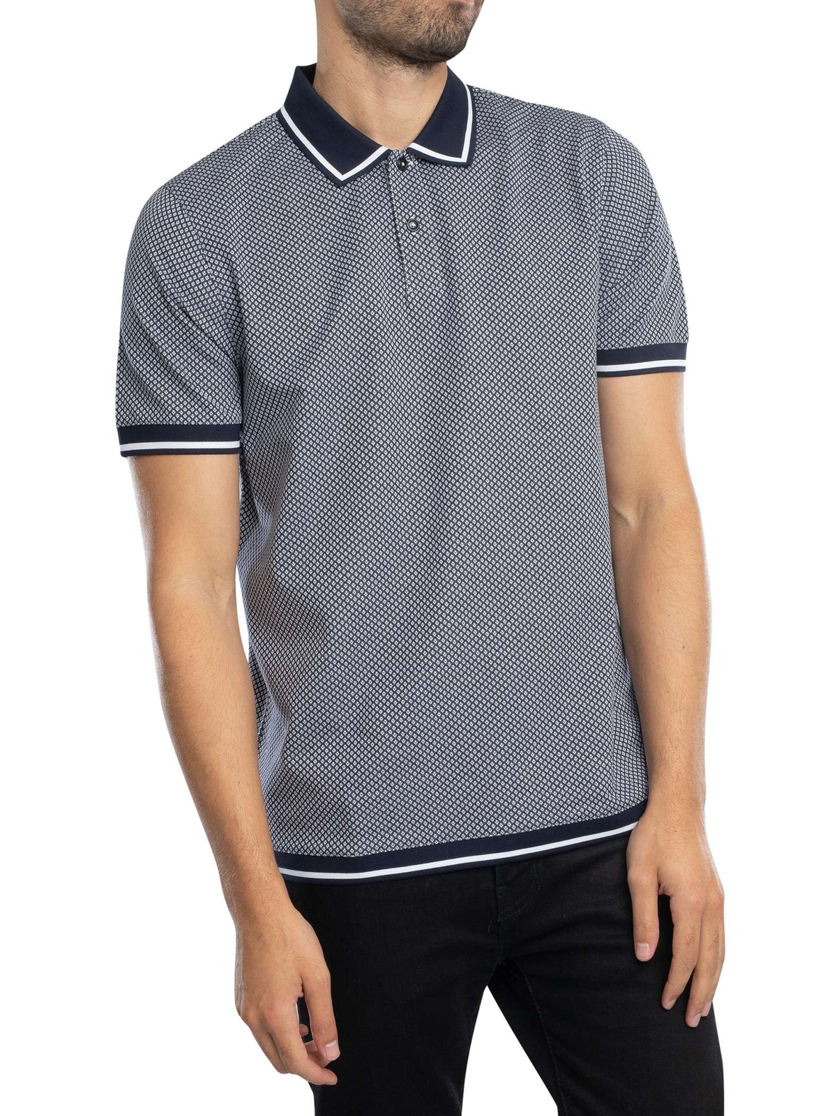 Мужская рубашка поло Ted Baker с обычной текстурой Geo Text синяя 5690₽