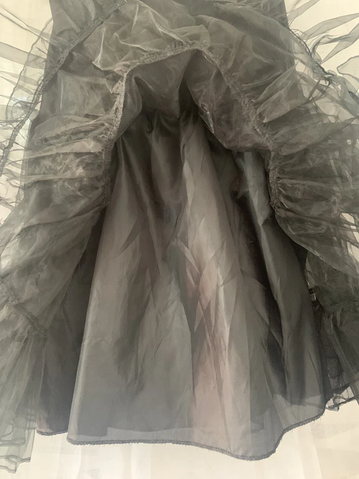 De Colección Vestido Enagua Negro Nylon Satinado Crinolina Sin Mangas Cuadrado Baile Grace Karin S Foto 4 de 4