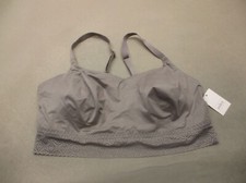 NWT AUDEN Size 2XL Womens Gray Lined Wireless Pull On Longline Bralette Bra 6K
