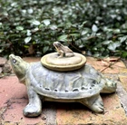 WELLER POTTERY TURTLE AND FROG THREE PIECE INKWELL....SIGNED & MINT! RARE!