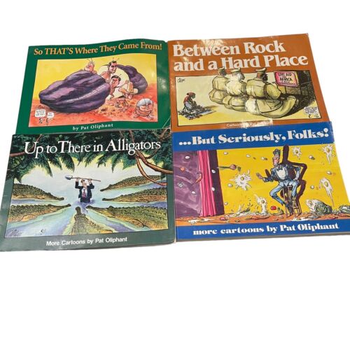 Pat Oliphant Book Lot Between a Rock and a Hard Place But Seriously Folks More - Afbeelding 1 van 24