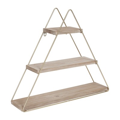 Kate and Laurel Tilde Small Three Tiered Triangle Floating Metal Wall Shelf, ...