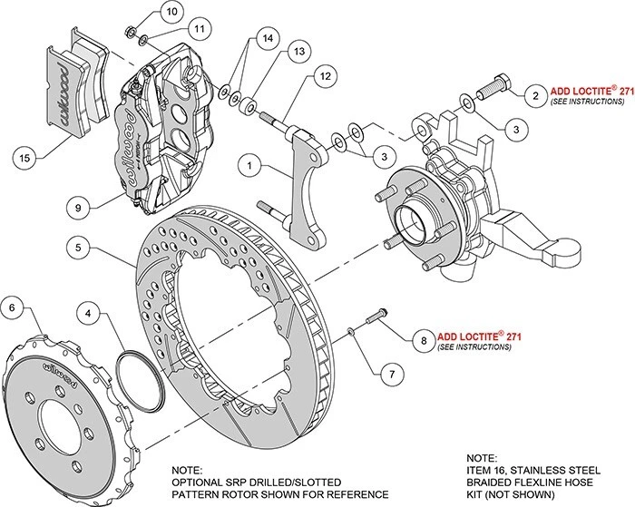 Wilwood 140-12789-R Forged Narrow Superlite 6R Big Brake Front Brake Kit Foto 4 de 4