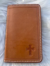 Leather Notebook Cover with Stamped Cross, Fieldnote Cover, Field Book Cover