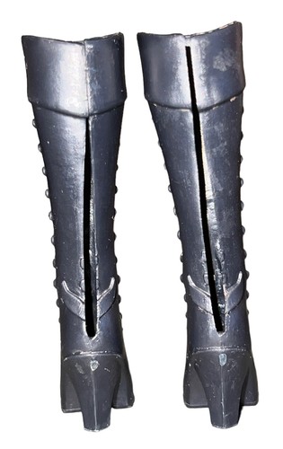 Moda Muñeca Barbie Zapatos Altos Botas Negras Imitación Con Cordones Look Bruja Disfraz 3" - Imagen 5 de 8