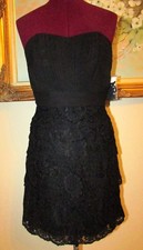 NWT DAVID'S BRIDAL SZ 4 BLK CHIFFON LAYERED LACE STRAPLESS PARTY/PROM DRESS 159