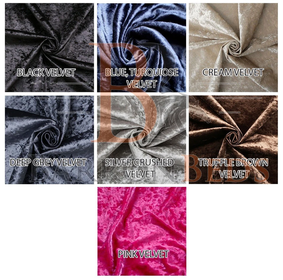 Sleigh bed Scroll Fabric Bed Frame Upholstered Chesterfield Velvet - Smooth - Image 3 of 4