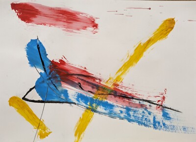 ABSTRAKTES GEMÄLDE 91 LIEGEND ORIGINAL ACRYL AUF PAPIER A3 NIGEL WASSER