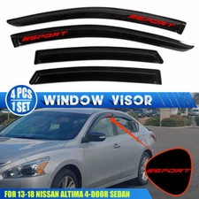 Fits 13-18 Nissan Altima 4DR Window Visors Vent Rain Guard Shade w/ Red Sport