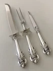 Lot Of Wallace Grand Baroque Sterling Silver Handle Carving Set & Letter Opener