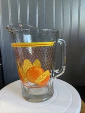 Vintage Rare Pattern Crisa Pitcher Glass Heavy Duty 60 Oz  @1736 Signed Crisa