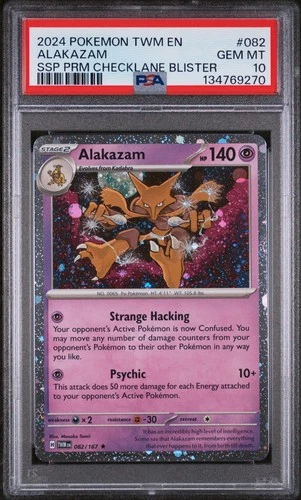 2024 POKEMON TWM EN-TWILIGHT MASQUERADE #082 ALAKAZAM PSA 10