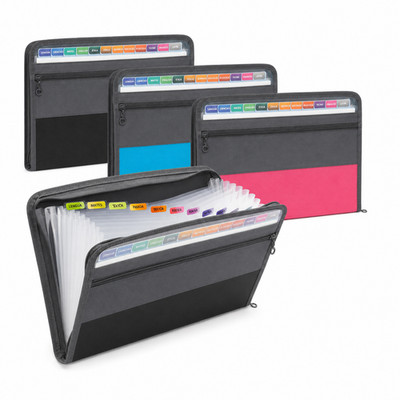 A4 13 Taschen erweiterbar Datei Ordner Reißverschluss Dokument Organizer Brieftasche Etiketten UK Dateien