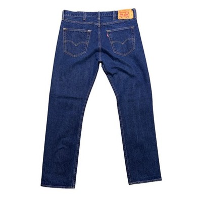 Levis 501 Dark Wash Denim Jeans Straight Leg Stretch Button Fly Men s 38X34