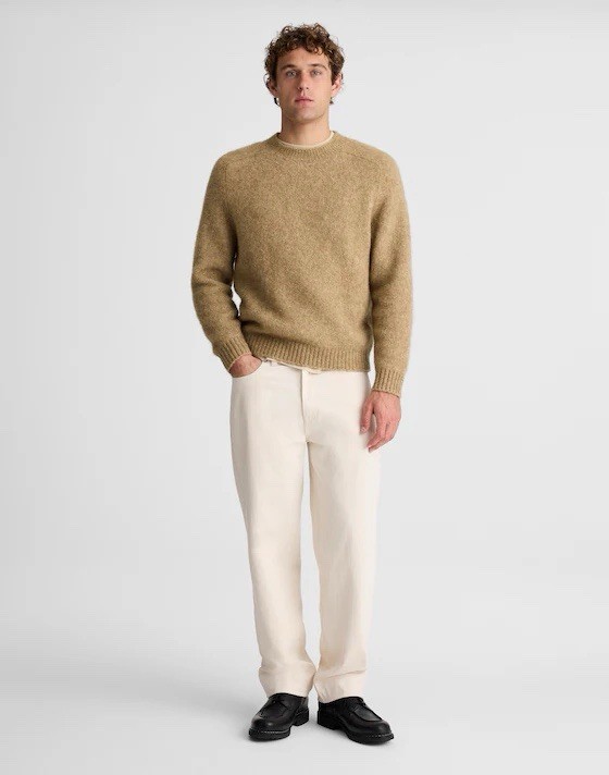 Madewell Crewneck Sweater in Yak-Alpaca Blend in Heather Brown