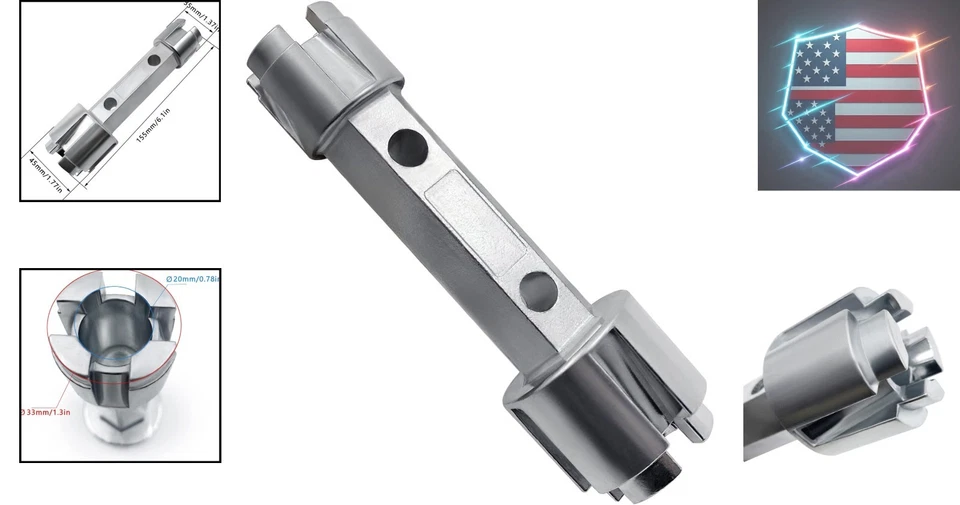 Llave removedora de drenaje de bañera de aleación de zinc duradera - diseño versátil de 6,1 pulgadas Foto 2 de 4