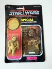 Vtg Star Wars POTF Lumat Ewok Warrior MOC 92 Back w/ Collector Coin Kenner 1984
