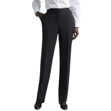 Lafayette 148 New York Irving Wool Dress Slacks Women's 12 Gray Flat Front Work