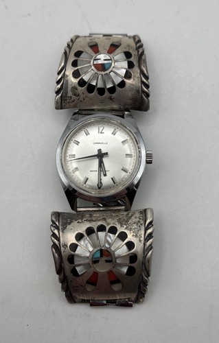 Zuni C. Bowie Watch Band Sterling Silver jewelry with Caravelle N6 Watch