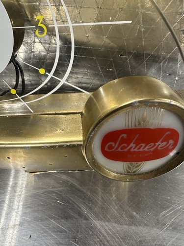 Vintage Schaefer Bier beleuchtet Atom Segelboot Uhr Registrierkassenschild - Bild 12 von 21