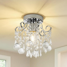 Lampadario Moderno in Cristallo, Plafoniera a 1 Luce in Cristallo Soggiorno, Pla