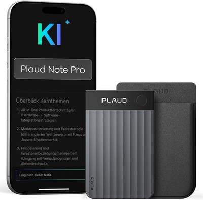 KI-Diktiergerät Plaud Note Pro Schwarz Sprachrekorder für Meetings Interviews