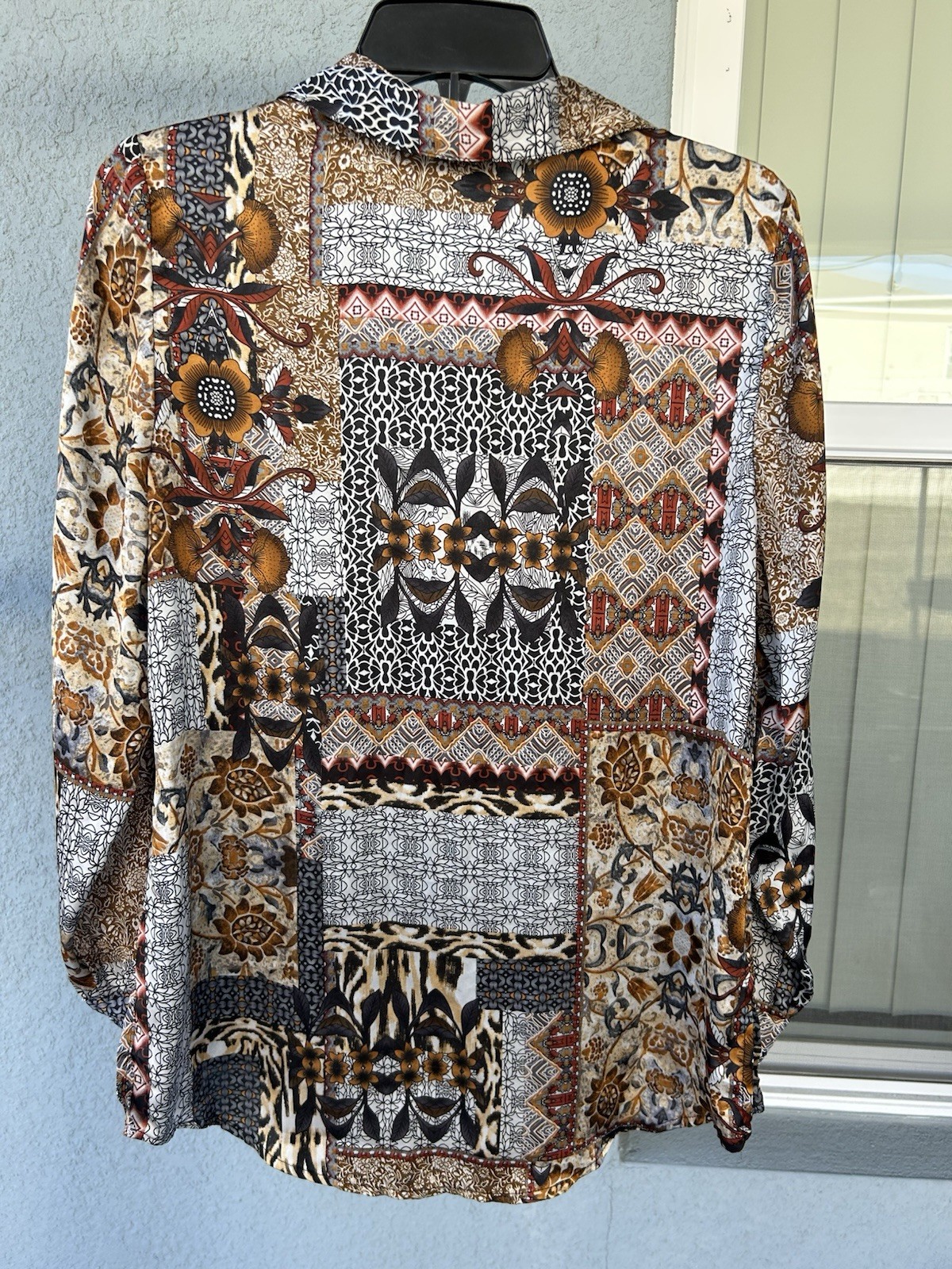 Chico’s Patchwork Print Boho Chic Mixed Media But… - image 2