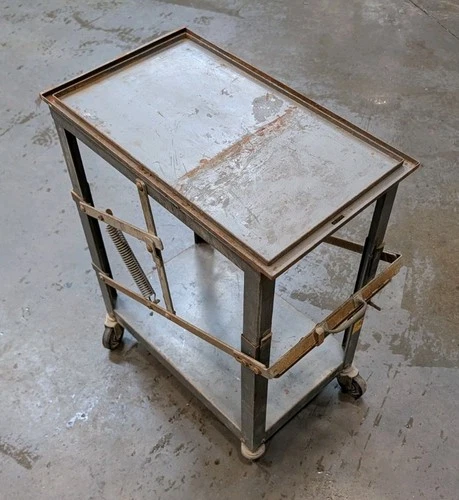 Vintage LeFebure Corp Cedar Rapids Iowa Adjustable Steel Rolling Work Cart