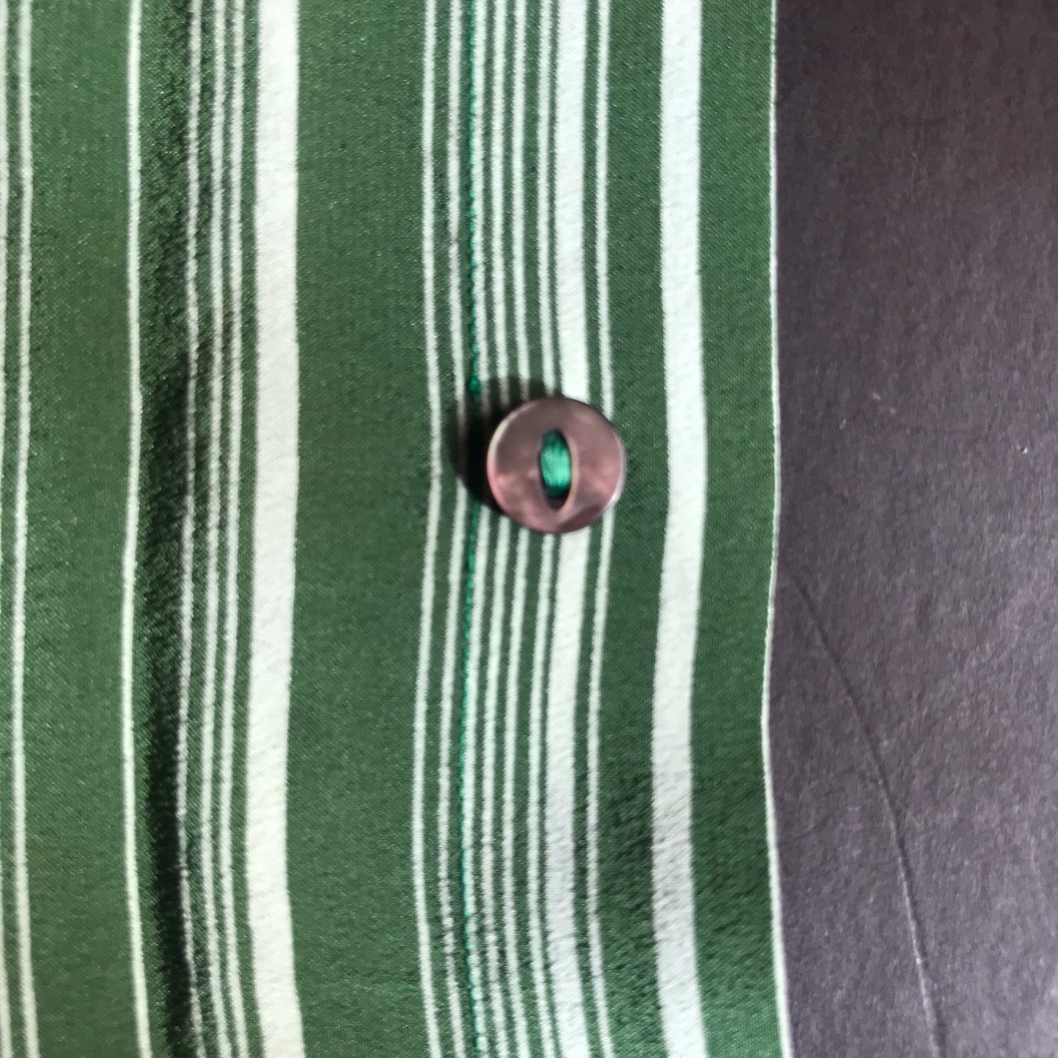 Vintage Italian Valentino green striped silk mens shirt 1960's thumbnail 8