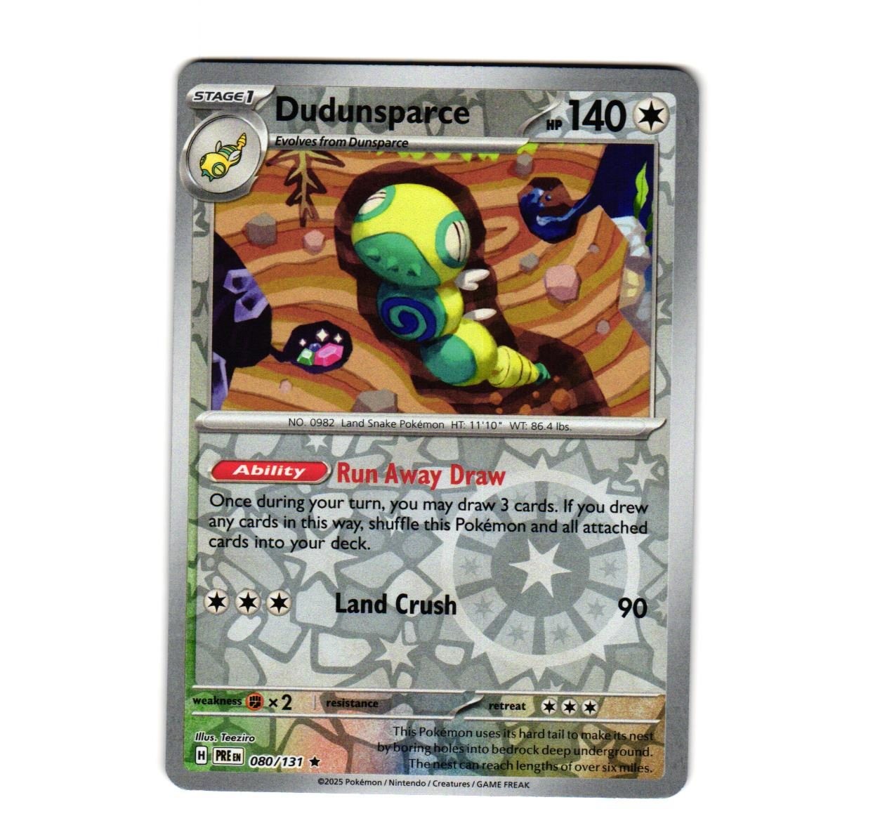 Dudunsparce SV: Prismatic Evolutions 080/131 Reverse Holofoil NM-LP