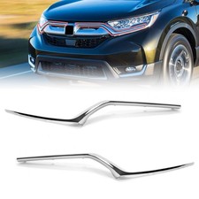 Chrome Trim Grille Headlight Molding Trim For 2017-2019 18 Honda Crv Cr-v Pair