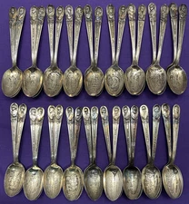 30+ Pc Silverplate 6" PRESIDENTIAL COLLECTIBLE SPOONS by WM Rogers