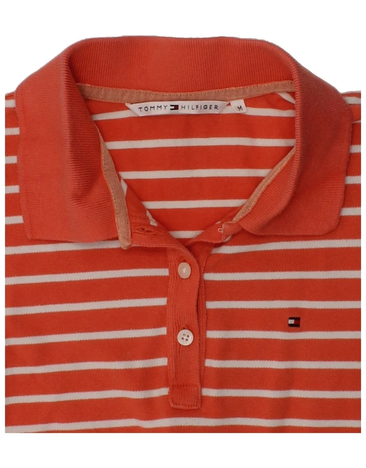 TOMMY HILFIGER Girls Polo Shirt 12-13 Years Medium Red Striped Cotton AZ52 - Image 3 of 3