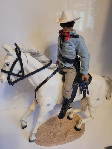 Vintage lot of 1973 Gabriel Marx The Lone Ranger Action Figures with horses