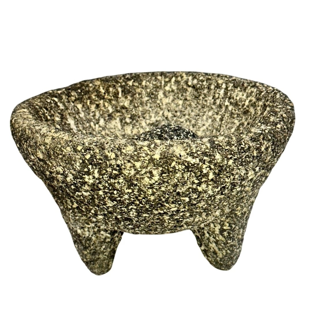Volcanic Black & Gray Lava Rock 8" Vintage Molcajete Mortar and Pestle
