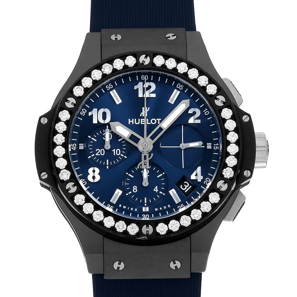 Hublot — HUBLOT big bang ceramic blue diamond 341.CM.7170.LR.1204 second hand mens