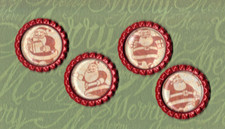 Graphic45 ST NICHOLAS 112 Four RED Bottle Cap Accents HANDMADE