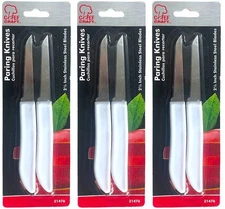 6-PACK Chef Craft 2.5in PARING KNIVES Stainless Steel Blades - Easy Slicing 9z
