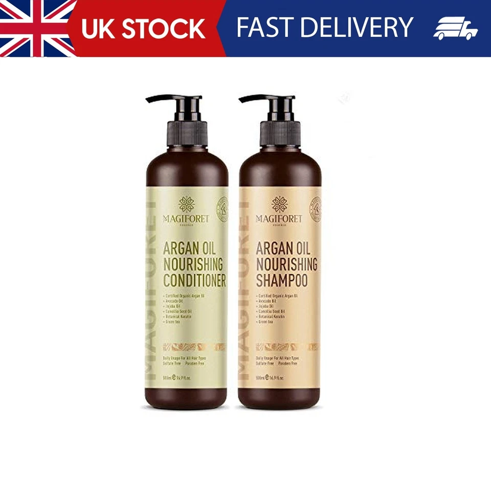 MagiForet Argan Oil Shampoo and Conditioner Set (2 x 16.9 Oz) Sulfate Free, Natu