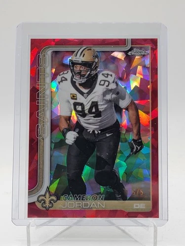 CAMERON JORDAN 2025 TOPPS CHROME SAPPHIRE RED REFRACTOR 5/5 #221 SAINTS Q5692