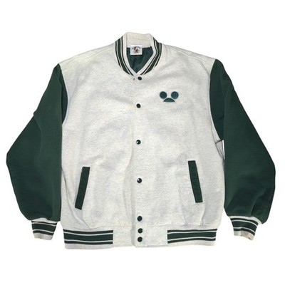 VTG Disney Mickey & Co Varsity Jacket Green White Button Up Spellout Size L