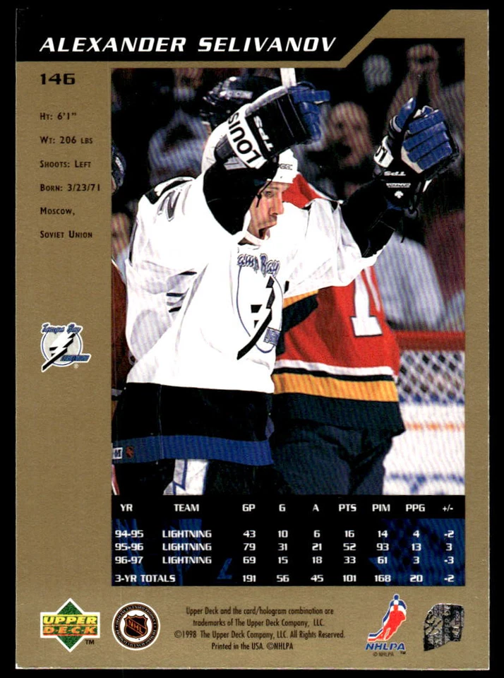 1997-98 SP Authentic #146 Alexander Selivanov Tampa Bay Lightning Hockey Card - Image 2 of 2