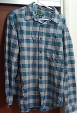 EDDIE BAUER MEN'S LONG SLEEVE SHIRT SLIM COTTON BLUE/GRAY CHECK XL