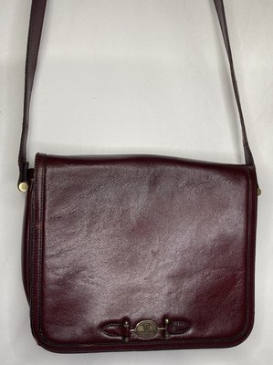 Vintage Gold Pfeil Sport Shoulder Bag Flap Close Purse Burgundy Red Adjustable